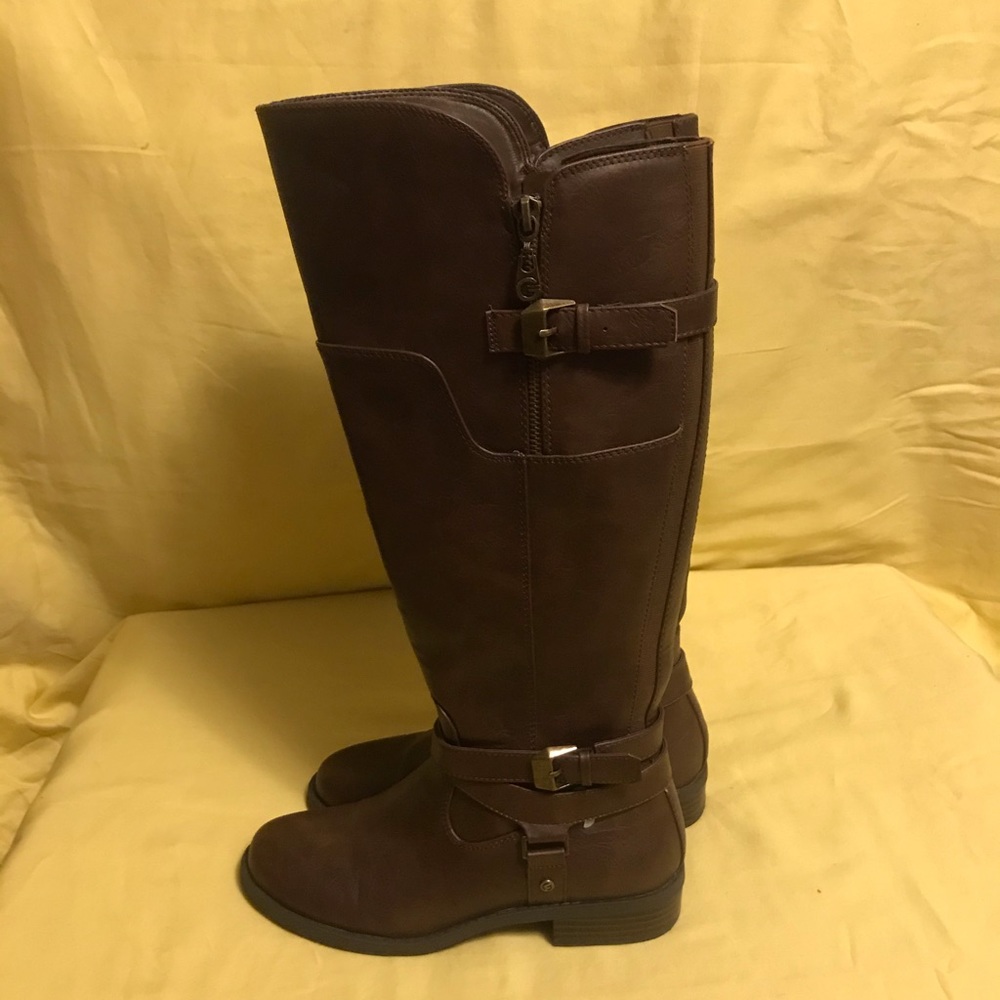 WOMENS GUESS WIDE CALF KNEE HIGH RIDING BOOTS